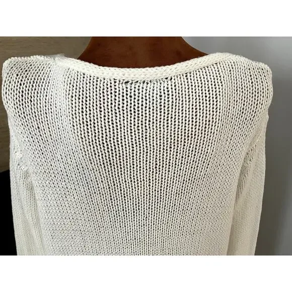 Wooden Ships Sz S/M Beach Pullover Sweater White Vacation Boho Cruise Relaxed - Picture 9 of 12